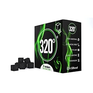 320° 2 kg Premium Hookah Shisha Coconut Charcoal Coal (27mm Cubes) for BBQ 2 kg – 104 Pieces