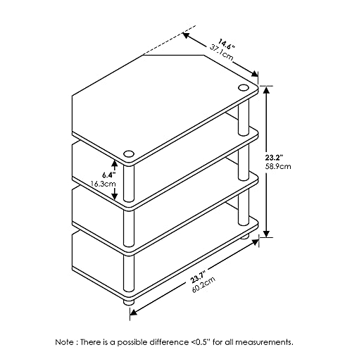 Furinno Turn-N-Tube Easy Assembly 4-Tier Petite Entertainment Center / Tv Stand / Tv Unit / Tv Desk, Blackwood #TOP5