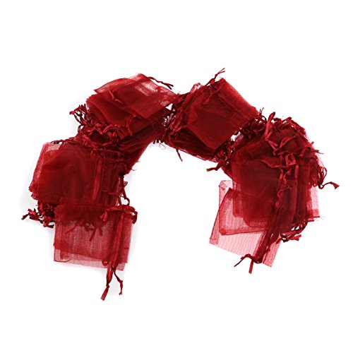 Foxnovo 100X Organzabeutel Schmuckbeutel Geschenkbeutel Säckchen Beutel aus Organza,7x9cm (weinrot)