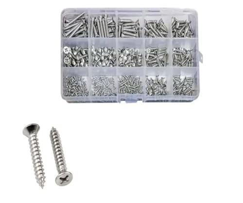 M1 M1.4 M2 M3 M4 Cross Flat Head Self-Tapping Screw Combination Set Wood Thread Nail Screw Set DIY Countersunk Small Screw(M2M3M4-460pcs)