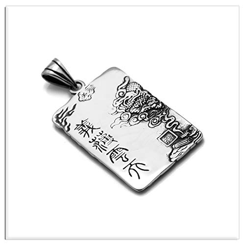 Xusamss Punk Rock Titanium Steel Warrior Guan Yu Dog Tag Pendant Necklace,24inches Box Chain4