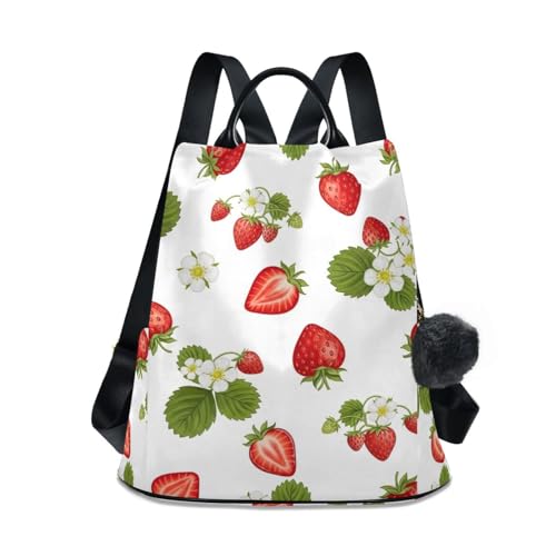 Sac à dos pour femme à motif fraises rouge petit sac d'école et de loisirs tendance