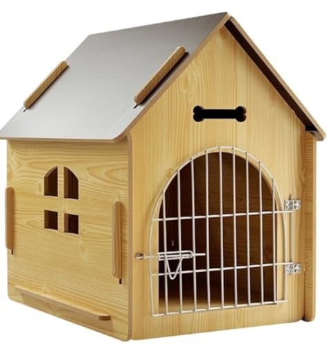 BRZU 犬小屋、屋外用、犬小屋、小型犬、中型犬、木製、ペットハウス、清潔、洗える、耐腐食性、防錆性、防風性、防雨性、全天候型、通気性、日焼け防止、防雨性、清潔、組み立て簡単、家庭、バルコニー、パティオ、裏庭、屋内および屋外での使用に適しています (M,レ