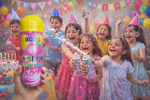 Image of BOSS Natural Skin-Friendly Holi Snow Spray Bottle | Non-Toxic organic natural colour 750ML-YELLOW
