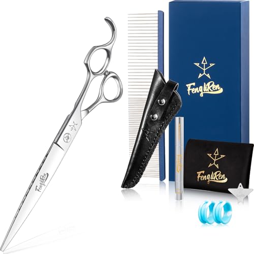 Fengliren High-end Professional Dog Grooming Scissors Pet Grooming Shears 7.5 Inches Extremely Very Sharp Made Of Stainless Steel Alloy By Hand For Dog Cat Groomer