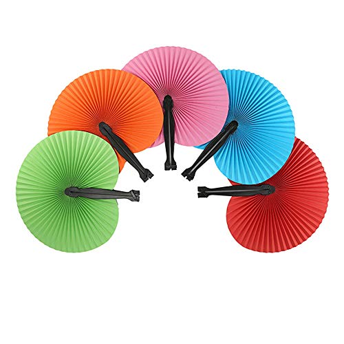 60pcs Abanico PAI PAI de Papel Plegable Redondo para Boda Fiesta Cumpleaños Ceremonia Matrimonio 5 Colores Paper Fan Cover