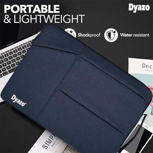 Image of Dyazo 15-15.6 Inch Laptop Sleeve Bag with Three Front Pocket | Water Resistant & Shockproof Protective Cover with Charger Pouch | Compatible for Dell, HP, MacBook, Lenovo, Asus, Acer & More (Blue)