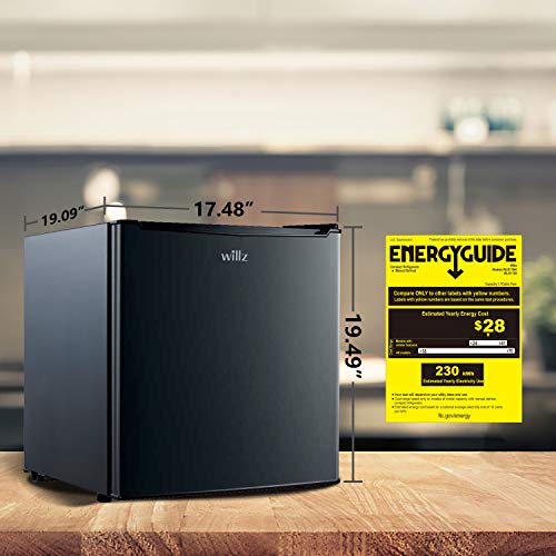 Willz Compact Single Door Refrigerator, Adjustable Mechanical Thermostat With Chiller & Slide Out Shelving, 1.7 Cu Ft, Black #TOP3