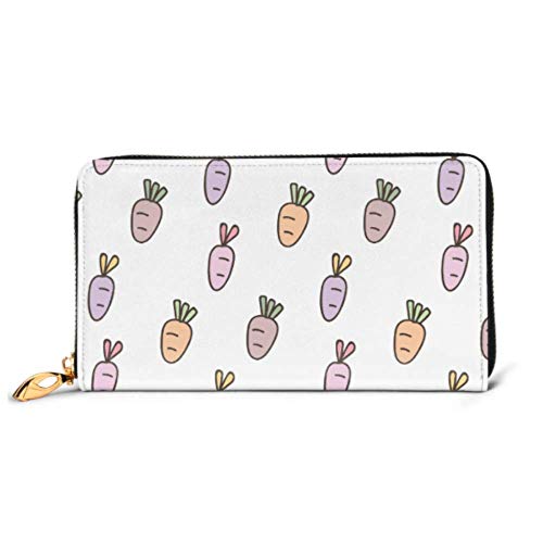 Preisvergleich Produktbild JHGFG Mode Handtasche Reißverschluss Brieftasche Muster Karotten-Design auf weißem Telefon Kupplung Geldbörse Abendkupplung Blockieren Leder Brieftasche Multi Card Organizer