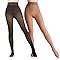 Caprilite 2 Pairs Women Fleece Lined Tights-Fake Translucent Leggings High Waist Pantyhose Sheer Thick Warm Tights For Women