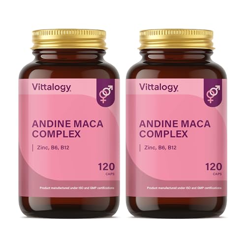 VITTALOGY Andine Maca Complex Maca Andina Pura 4000 Mg con Vitaminas B6, B12 y Zinc para Energía,...
