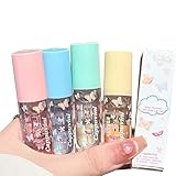 4Pcs Clear Lip Gloss Oil Set, Glitter, High Shine, Moisturizing, Long Lasting Plumping Lip Oil, Lip Glow Oil for Kids and Teens