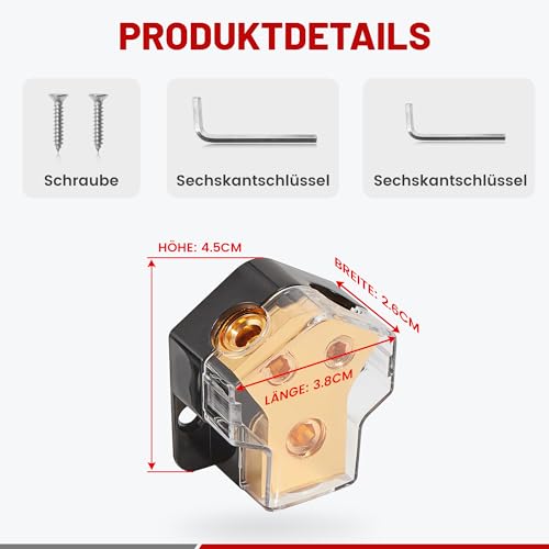 RED WOLF 2 Fach Stromverteilerblock Verteilerblock für Kfz Boot Audio Stereo Verstärker Power Distribution Block 1 In 2 Out Block Splitter (2 Stück)