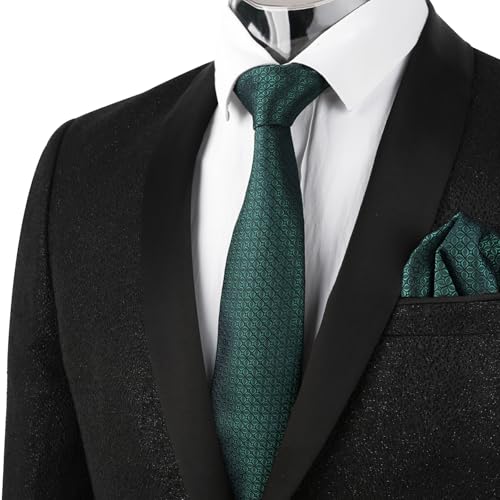 Image of Alizeal Mens Vintage Solid Plaid Tie with Pocket Square 3.15inches Necktie Set