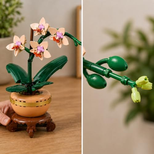 Image of Mini Orchid Building Blocks Set (274 PCS) | DIY Artificial Flower Plant Model | Botanical Home Decor Toy for Kids & Adults | Creative Gift Set