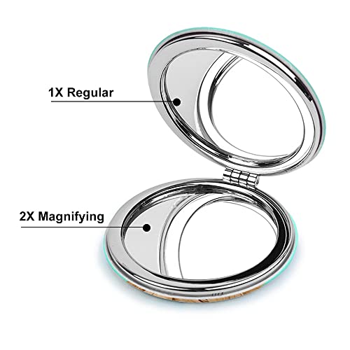 Wirester Round Foldable Pu Leather Compact Pocket Purse Makeup Mirror, Dual Sided Travel Mirror With 2X 1X Magnification - Cute Winking Golden Retriever Dog #TOP2