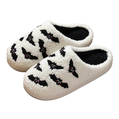 Halloween Slippers For Women 2025 Pumpkin Slipper for Womens Mens Plush Warm Spooky Lantern Christmas Holiday House Shoes Home Fuzzy Outdoor Indoor Bedroom Slides