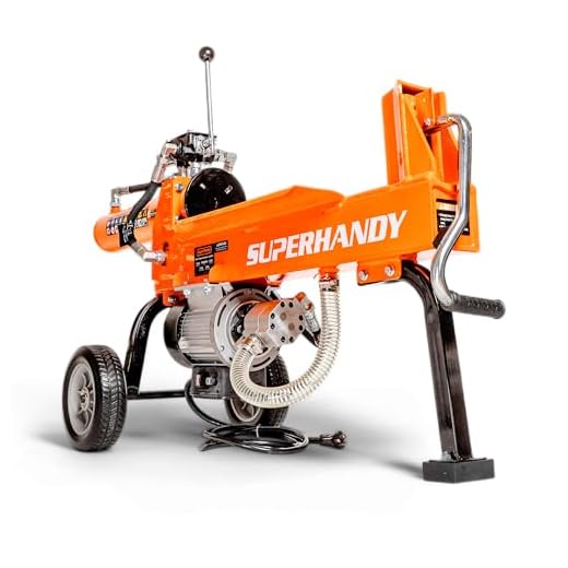 SuperHandy Log Splitter Portable Electric 14 Ton Rapid Auto Return Hydraulic Ram System Bucher Gear Pump 2.5eHP 15Amp Motor Horizontal Full Beam Steel Wedge Firewood Splitting Forestry Harvesting