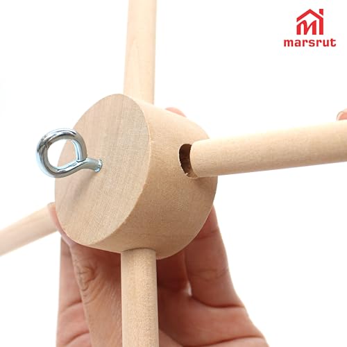 Baby Mobile Kit, Wooden Frame Crib Hanger, Mobile Mount Arm for Bed, Wind Chime Equipment Hanging DIY Toys, Ceiling Toy Decoration for Nursery Room, Bedroom, Natural Wood Decor for Infant Boy Girl Kid