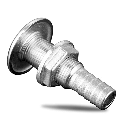 Mtsooning Thru-Hull Valve Fitting, 1/2inch Steel Boat Thru Hull, Thru Drain Connector, Marine Hull Scupper, Boat Drain Outlet for Yachts Boats Ships - Thumbnail 5