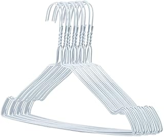 HANGERWORLD Strong White Metal Wire Hangers - 20 Pack, Non-Slip Shoulder Notched Clothes Hangers with Trouser Bar