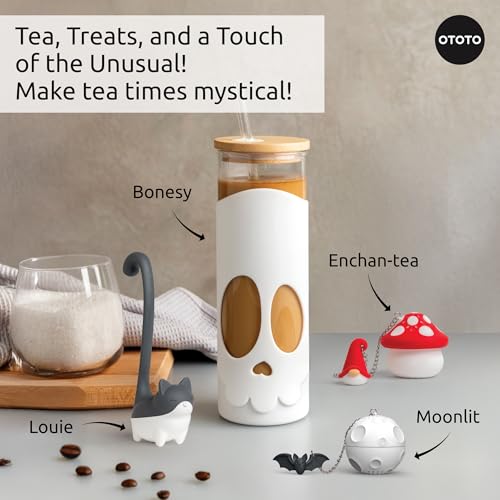 Cute Tea Strainers - Loose Leaf Tea Steeper, Tea Infuser for Loose Leaf Tea, Tea Diffusers, Tea Accessories, Mushroom Gifts, Cute Kitchen Accessories, White Elephant Gifts, (Moonlit, Spooky, Gothic)