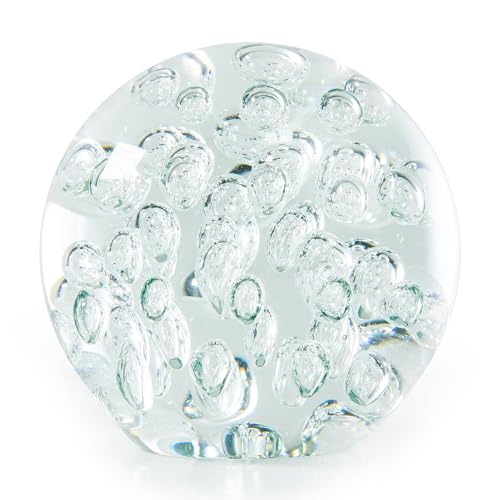 kangming 5" Giant Clear Glass Paperweight, Massive 6.5lb Solid Crystal