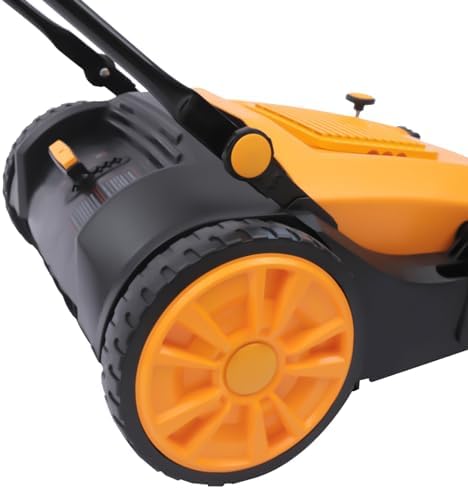 Manual Push Floor Sweeper, 41in Outdoor Lawn Sweeper with Adjustable Handle & 5-Gear Brush, Heavy-Duty ABS for Warehouse, Factory, Home Cleaning