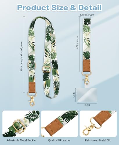Image of Yonlevres Phone Lanyard Crossbody Strap Wrist Neck Adjustable Women Leaf | Cell Phone Lanyard for Travel Cruise Daily, Hands-free, Fit Keys ID Badge, for Full-coverage Phone Case, Accessories, Gifts