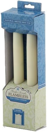 Flickering Flameless Taper Candle - 9 Inches Ivory Real Wax Taper Candles with 6 Hour Timer - Battery Operated Candles with Electric LED Flickering Flame Effect Dripless Candlesticks