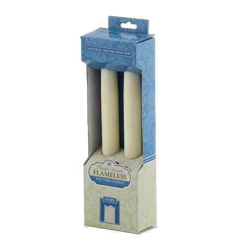 Flipo Pacific Accents Ivory Wax Flameless Tapers, Set Of 2 #TOP1