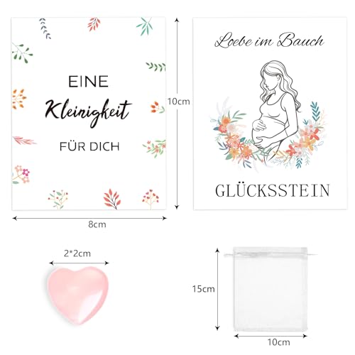 BMGRKYQX Schwangerschaft Geschenke für Schwangere,Glücksstein+Glückskarte+Organzasäckchen, Mom to be Geschenke, Schwangere Verkünden Geschenk Werdende Mütter Geschenk Glücksbringer