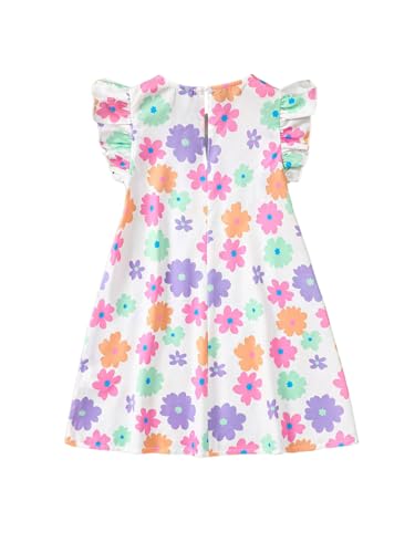 MakeMeChic Girl's Floral Mini Dress Crew Neck Flutter Sleeve A Line Flowy Beach Vacation Short Dress2