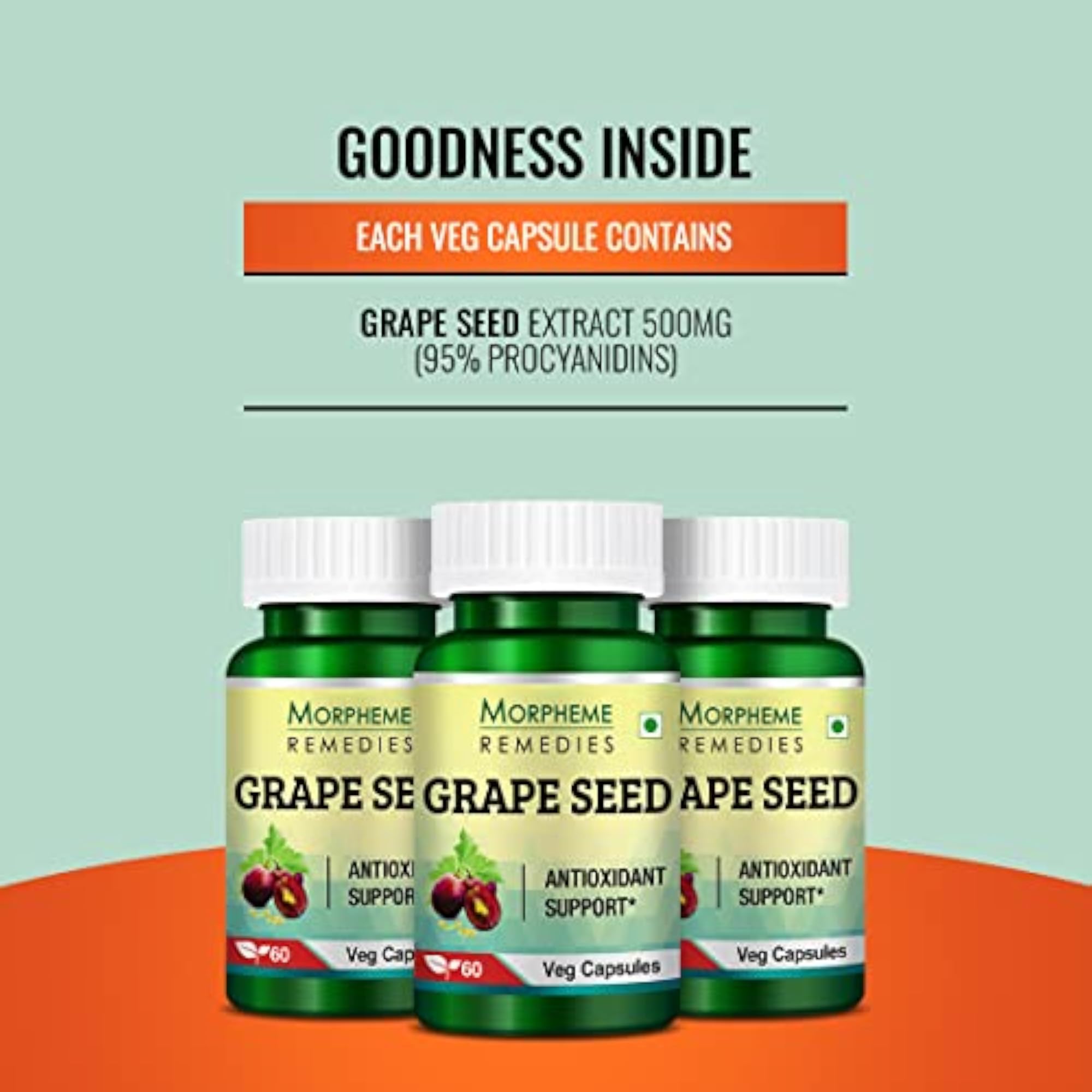 Morpheme Remedies Grape Seed Extract, 500 mg - 60 Veg Capsules