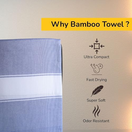 Image of Ultra Lightweight Bamboo Bath Towel-Set of 3| 155x80 CM| Quick Dry, Highly Absorbent, Skin-Friendly & Eco-Friendly Towels |Perfect for Daily Use, Travel (Less Than 200gm) & Gifting
