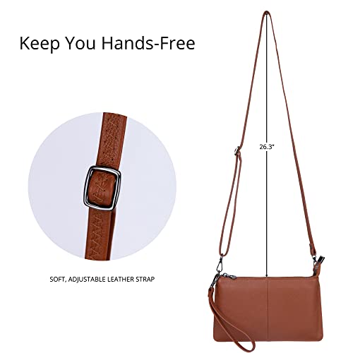 Image of Bveyzi Genuine Leather Wristlet Purses for Women, Envelope Clutch Wallet Small Crossbody Bags for Dressy Evening