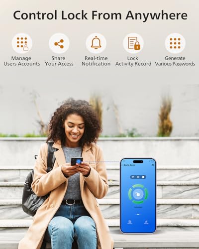 Image of Philips Wi-Fi Smart Lock with Handle, Keyless Entry Keypad Door Lock with Handle, Front Door Deadbolt Set with WiFi Gateway, App Control, Fingerprint Unlock, PIN Code Unlock, Auto Locking