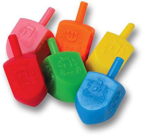 Hanukkah Dreidels, 100 Piece, Multi Colored Traditional Plastic Dreidels. Great for Chanukah, Temple, Jewish School, Party