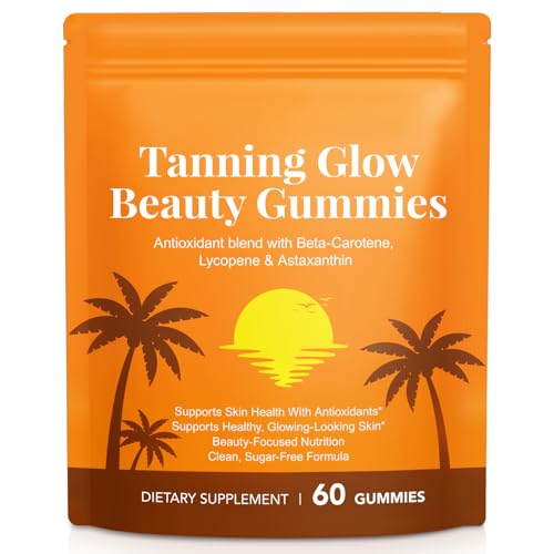 QZFICNJY Tanning Gummies with Astaxanthin for Women and Men Sunless Tanning Gummies with Beta Carotene Lycopene & Astaxanthin Healthy Tanning Skin Vegan & Sugar Free - 60 Count