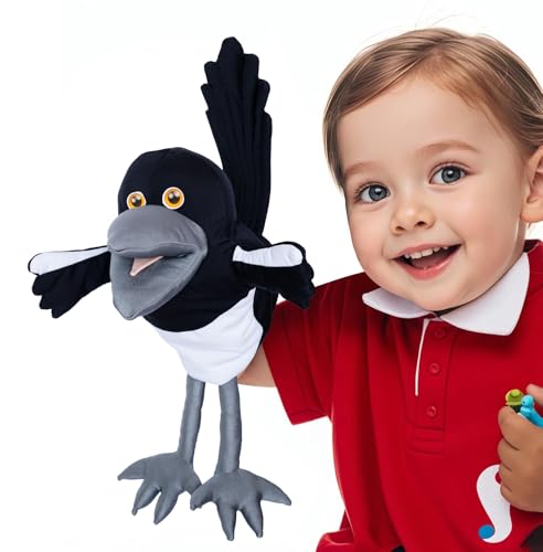 Steve and Maggie Plush Toy – Maggie Magpie Hand Puppet for Kids 1+, Soft Bird Puppet for Pretend Play, Nursery Rhymes & Learning, Interactive Toddler Toy for Bedtime Story & Social Skills (Small)