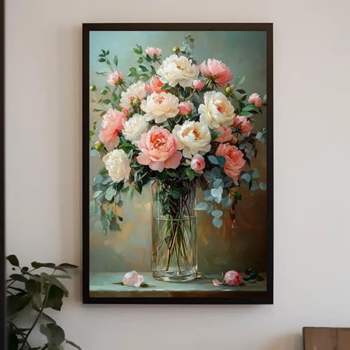 Affiche sur toile Bouquet de pivoines : habillez un grand mur vide de salon