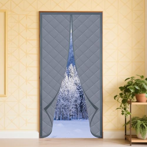 Cortina aislante magnética gris de 79x186 cm para puerta corredera 2