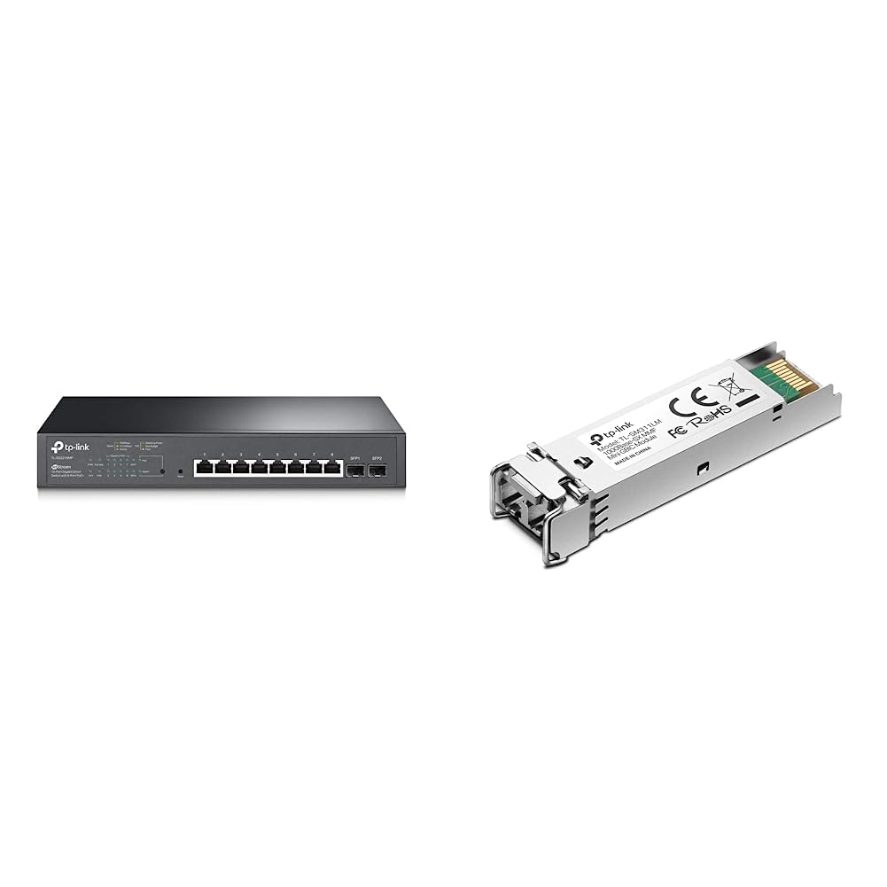 TP-Link Omada TL-SG2210MP Switch PoE administable 10 Ports Gigabit avec 8 Ports PoE+ & TL-SM311LM Module Fibre Mini GBiC SFP Multimode LC,Gris