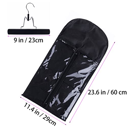 RJMBMUP Hair Extensions Storage Bag with Hanger Hairpieces Storage Holder Wigs Carrier Case for Store Style Hair Black Color - Image 2