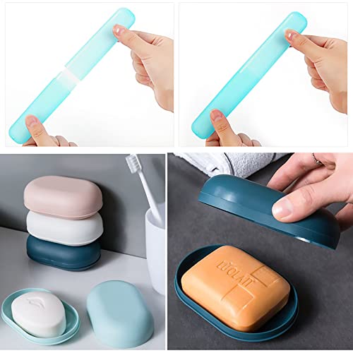 HREDZEO Travel Soap Case Toothbrush Case Set,4 Pcs Soap Dish with Lid Toothbrush Cup Cases Travel Soap Box Toothbrush Cover for Home Travel Camping - Image 3