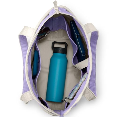 Image of Lands' End Zip Top Long Handle Canvas Tote Bag