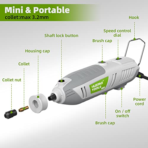Rotary Tool Kit, 200W 1.8 Amp Huepar Tools With Flex Shaft 222Pcs Accessories Include Multipro Keyless Chuck, 6 Variable Speed 10000-40000Rpm Electric Drill Set For Crafting Projects And Diy Creations #TOP1