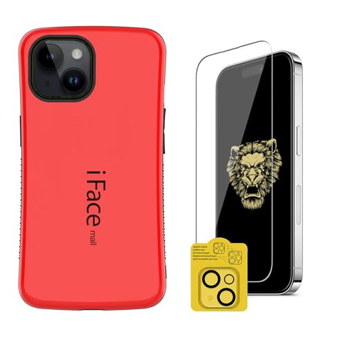iFace mall iPhone 15 Plus �p �P�[�X & �����K���X�t�B�����Z�b�g �J���������Y�ی�J�o�[�Z�b�g 3�_ �A�C�t�H��15�v���X �݊��i �J�o�[ �X�g���b�v�z�[�� TPU ���C�����X�[�d�Ή� (iPhone 15 Plus, ���C�g��