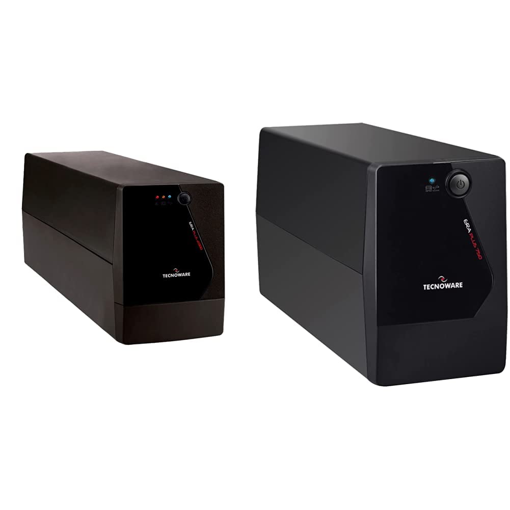 Tecnoware ups Era Plus 2000 - Gruppo di continuità - Doppia Batteria per Autonomia Fino a 40 Min/PC o 120 Min/Modem - Potenza 2000 VA & ups Era Plus 750, Gruppo di continuità, 2 Uscite Schuko