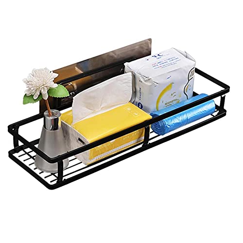 Duschablage Wandmontierte Duschablage Saugnapf-Duschablage Edelstahl Kein Bohren Multifunktion für Toilette Badezimmer-Schwarz